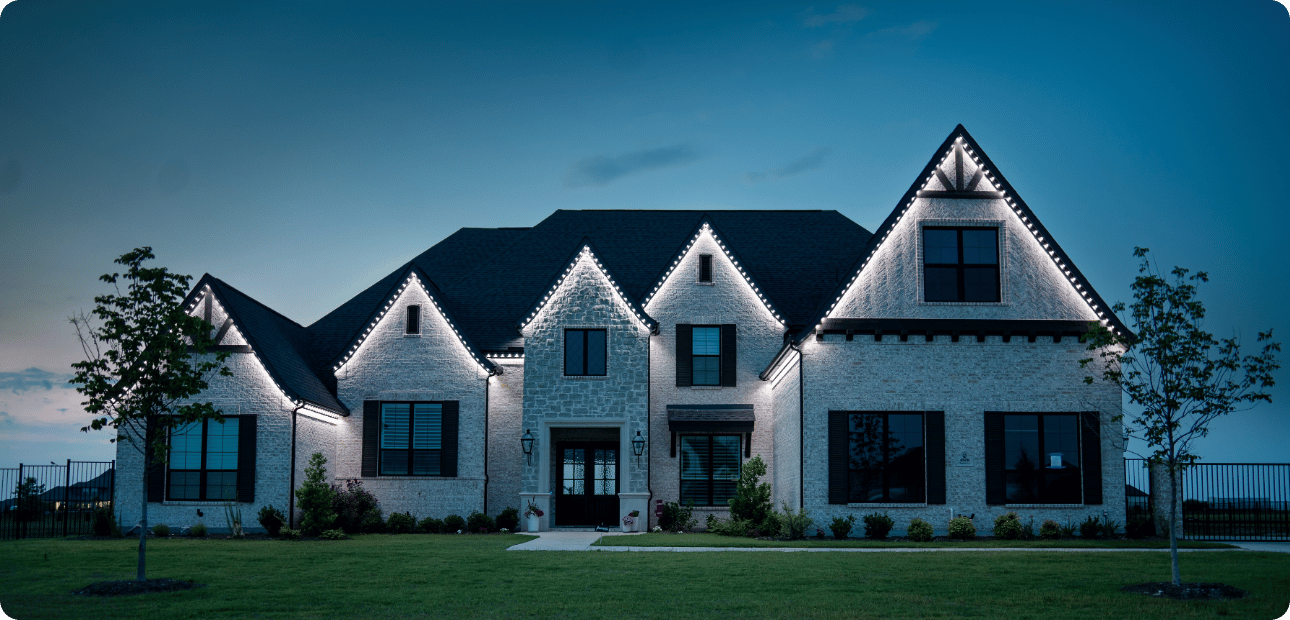 Home with permanent security lighting
